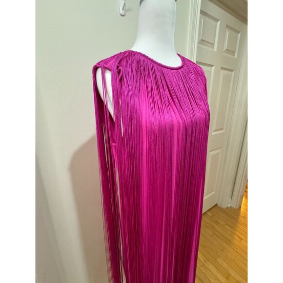 Anthropologie Hutch Magenta Fringe Dress M NWT Tassel Midi - Picture 5 of 14
